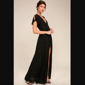 Lulu's Heart of Marigold Black Wrap Maxi Dress (XS) - NWOT